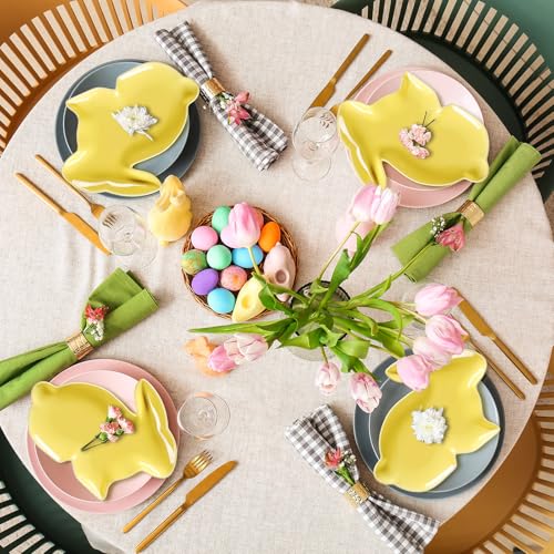 Jinei 4 Pcs Easter Bunny Shaped Plates Ceramic Serving Candy Dishes Rabbit Dinner Tray Salad Dessert Appetizer Plates Dinnerware for Easter Party Spring Garden Tea Party Supplies(Yellow) - color: Yellow