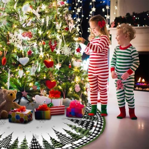 Christmas Tree Skirt 36inch Green Buffalo Plaid Farmhouse Decor