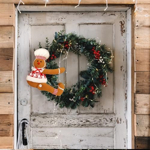 Gingerbread Christmas Tree Topper Decorations, Funny Xmas Plush Stuffed Gingerbread Ornament Doll Tree Hugger Decor for Curtain Wine Bottle Christmas Tree Holiday Home Decor (Woman)