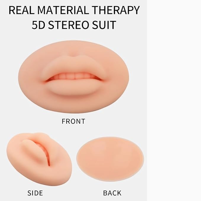Dioche Fake Lips, 10PCS 3D Practice Silicone Lips Practice Lips Open Mouth Silicone 3D Fake Lips for Semi Permanent Training (Light Skin Colour)