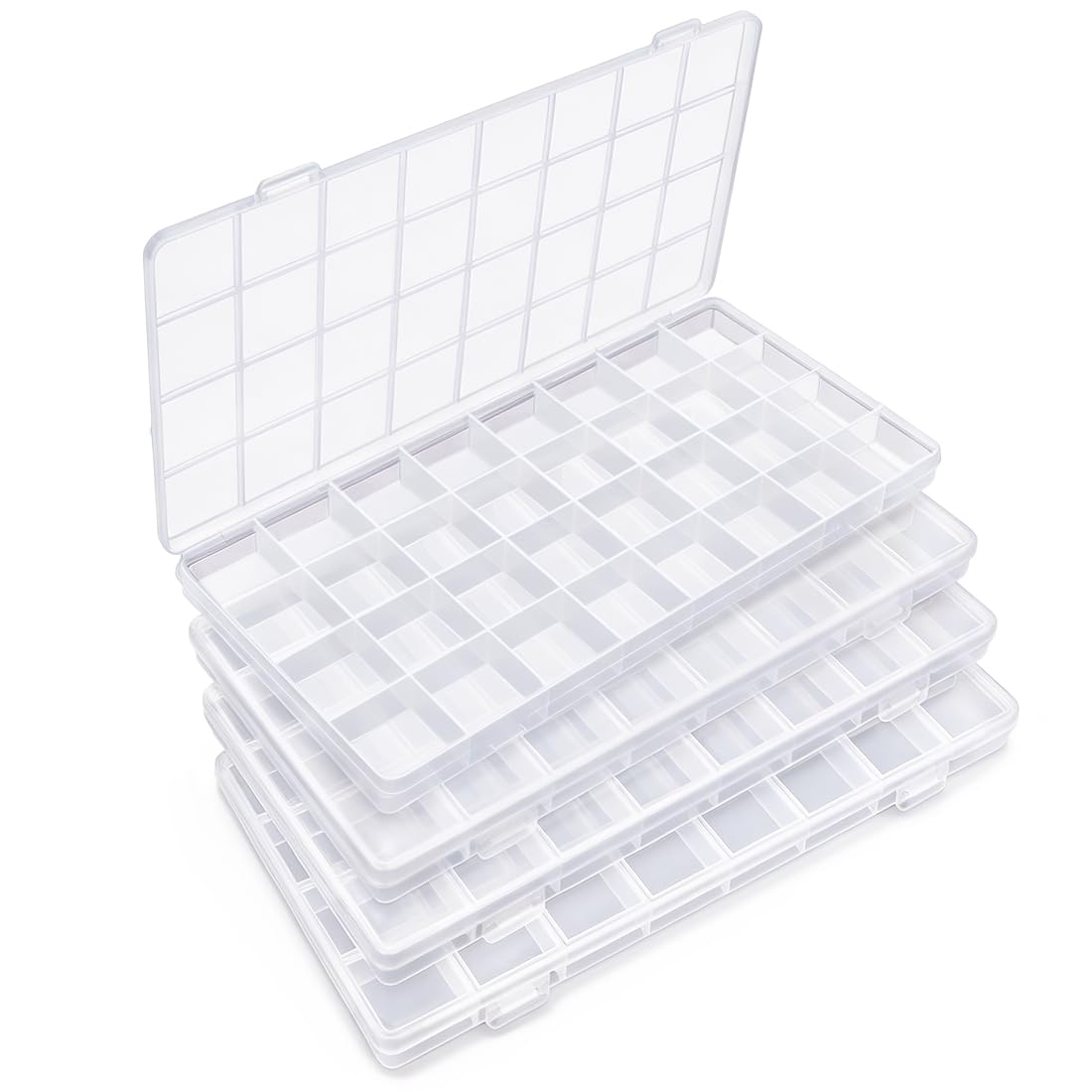 Eppingwin 32 Grids Bead Organizer, Craft Organizers and Storage, Acrylic Organizers, plastic Bead Organizer Box for Crafts Organizing Storing (4 pack)