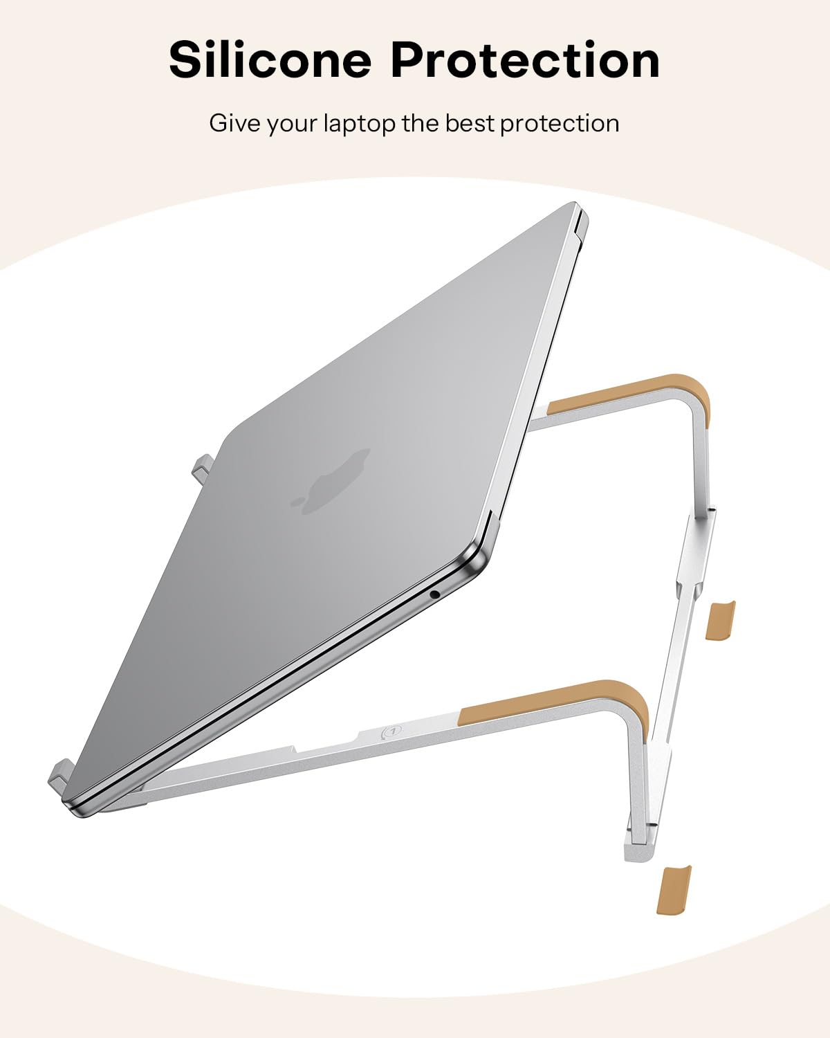 OMOTON Portable Laptop Stand for Desk, Foldable Aluminum Laptop Riser, Ergonomic Computer Stand Compatible with for MacBook Pro/Air, Dell, HP, Lenovo, 10-17.3'' (Silver)