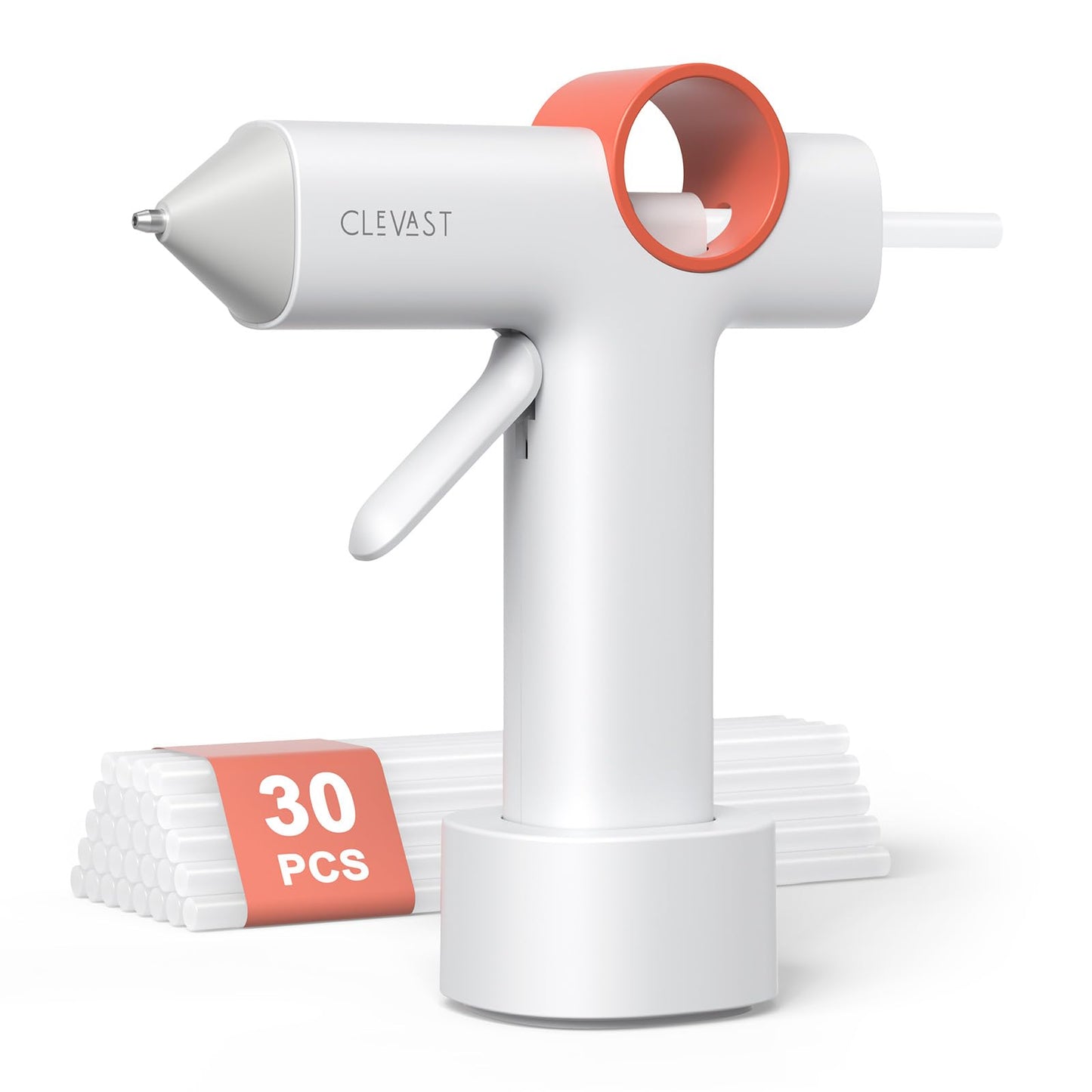 CLEVAST Cordless Hot Glue Gun, 5000mAh Rechargeable Mini Glue Gun with 30 Glue Sticks Set, 40s Fast Heating, Anti-Drip, Auto Shut-Off, Portable Kit for Arts & Crafts, DIY Projects & Home Repair