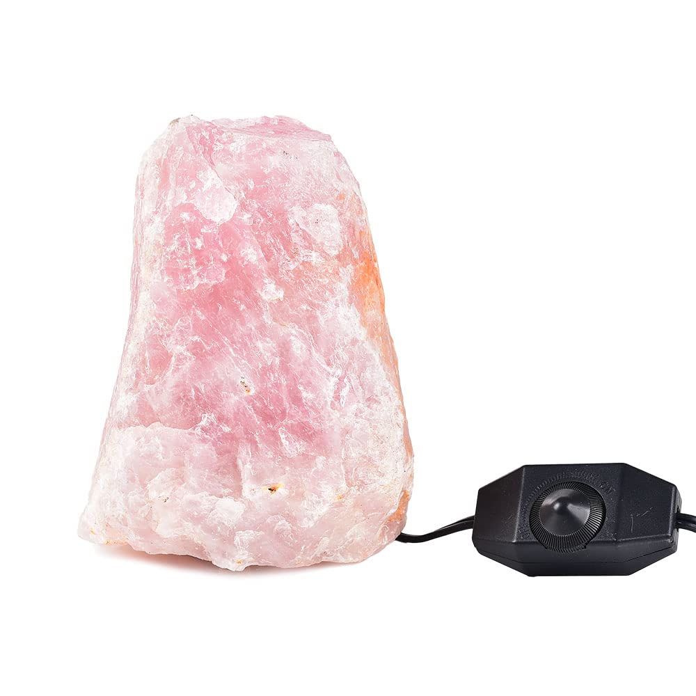 JIC Gem 4-6 lbs Rose Quartz Crystals Lamp, Natural Crystal Night Light Lamp Hand Carved Pink Table Lamp Home Decoration 5-7"