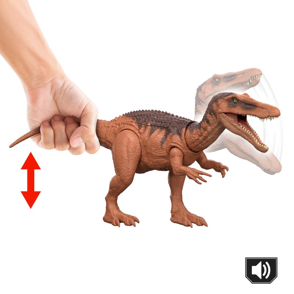 Mattel Jurassic World Rebirth Wild Roar Baryonyx Dinosaur Toy with Tail-Controlled Chomp Multi-Direction Attack & Sound, Posable & Digital Play
