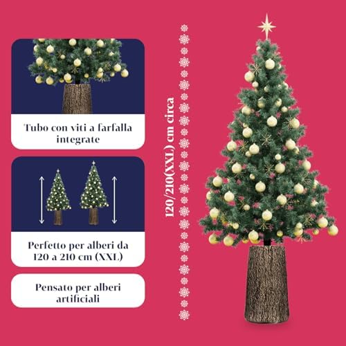 Natural Trunk Base for Christmas Trees, 33 x 27 x H41 + 5 cm, Adapted to Different Types of Trees, Ideal for Any Decor and to Make Your Christmas Decorations Unique