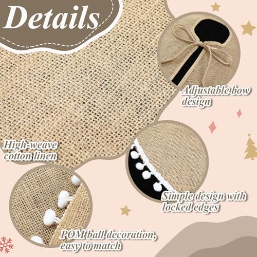 Syhood 36 Inch Christmas Tree Skirt Fall Linen Burlap Tree Skirt, Khaki