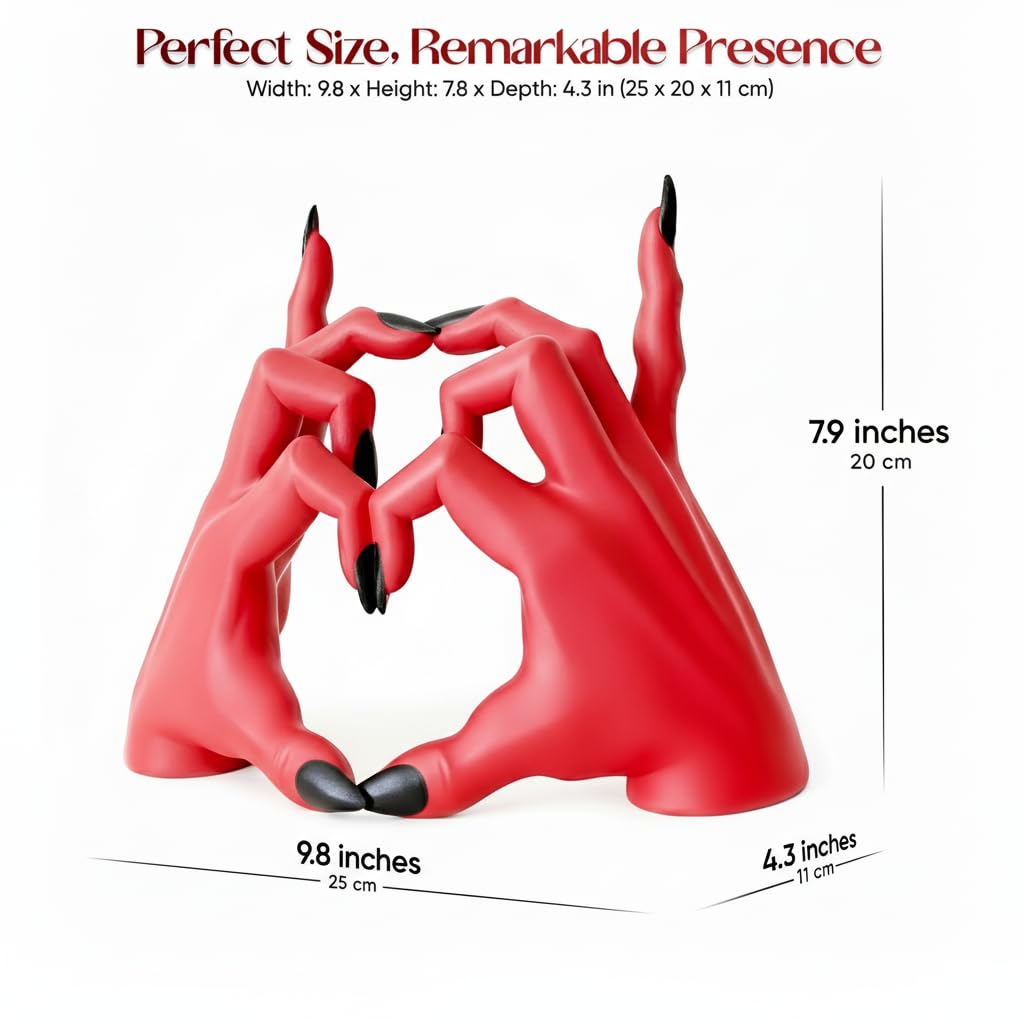 zkulpture Devil Hands Gothic Resin Statue – Romantic & Alternative Unique Gift for Halloween or Valentine’s Day, Dark Home Decor – Design Patent Pending