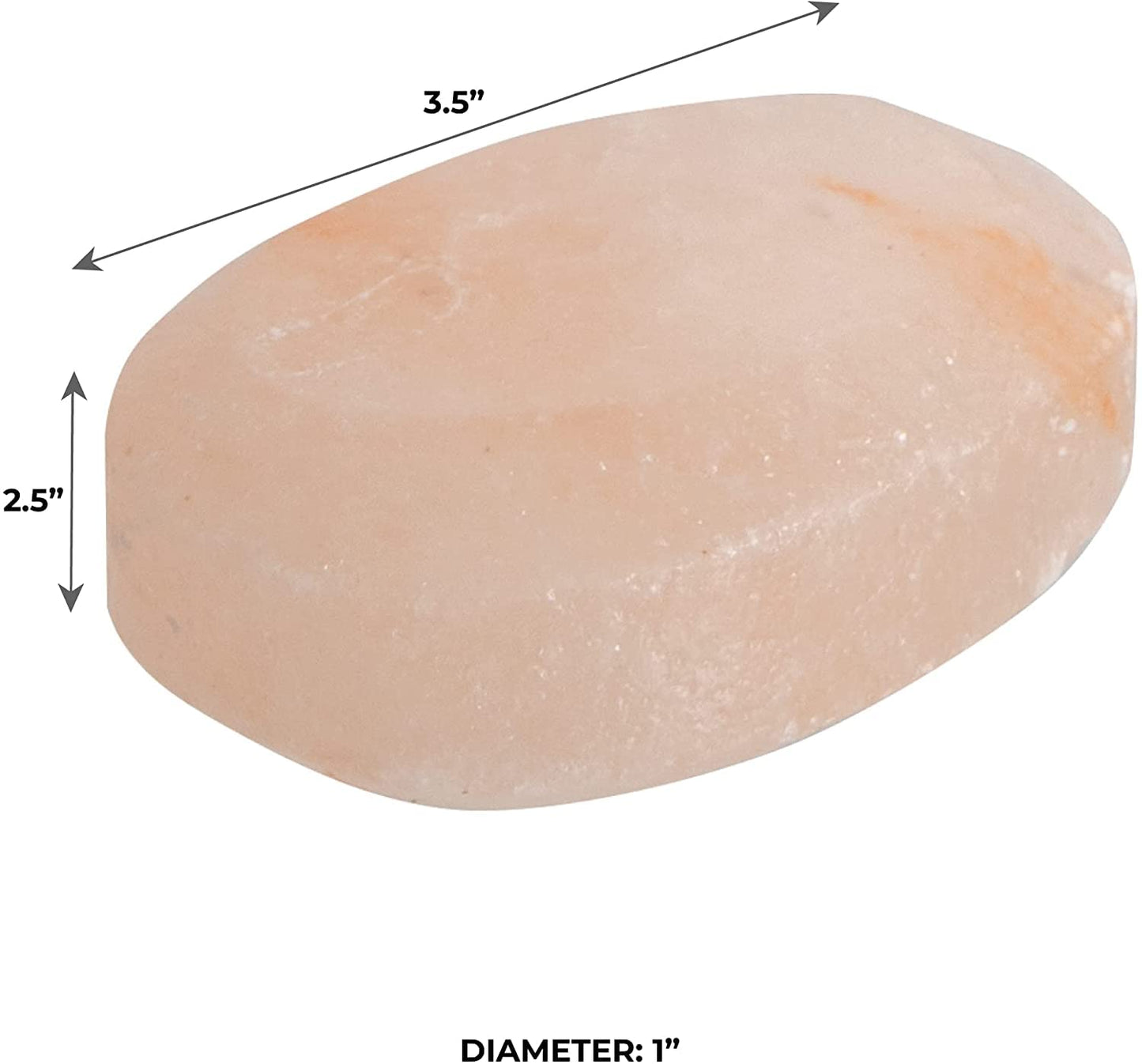 Pure Himalayan Salt Works Flat Oval Massage Stone, Pink Crystal Hand-Carved Stone for Massage Therapy, Deodorant and Salt and Sugar Scrubs, 2.5” W x 3.5” L x 1” D (Pack of 6)