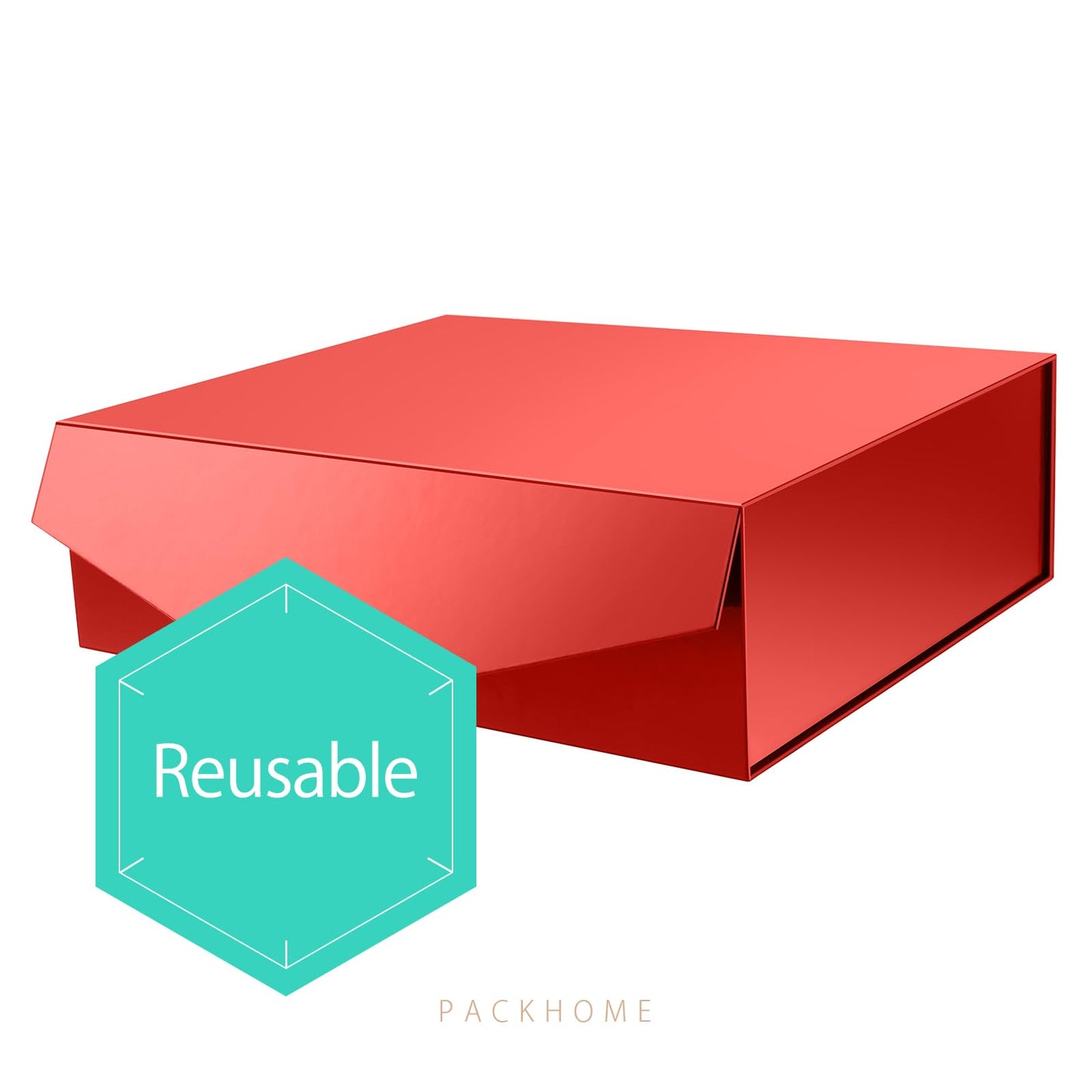 PACKHOME Mother's Day 17x14.5x5.5 Inches, 3 Extra Large Gift Boxes with Lids, Magnetic Closure Boxes for Clothes and Large Gifts (Glossy Red)