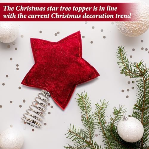 Gejoy 6 Inch Velvet Vivid Star Christmas Tree Topper, Mini Holiday Decor