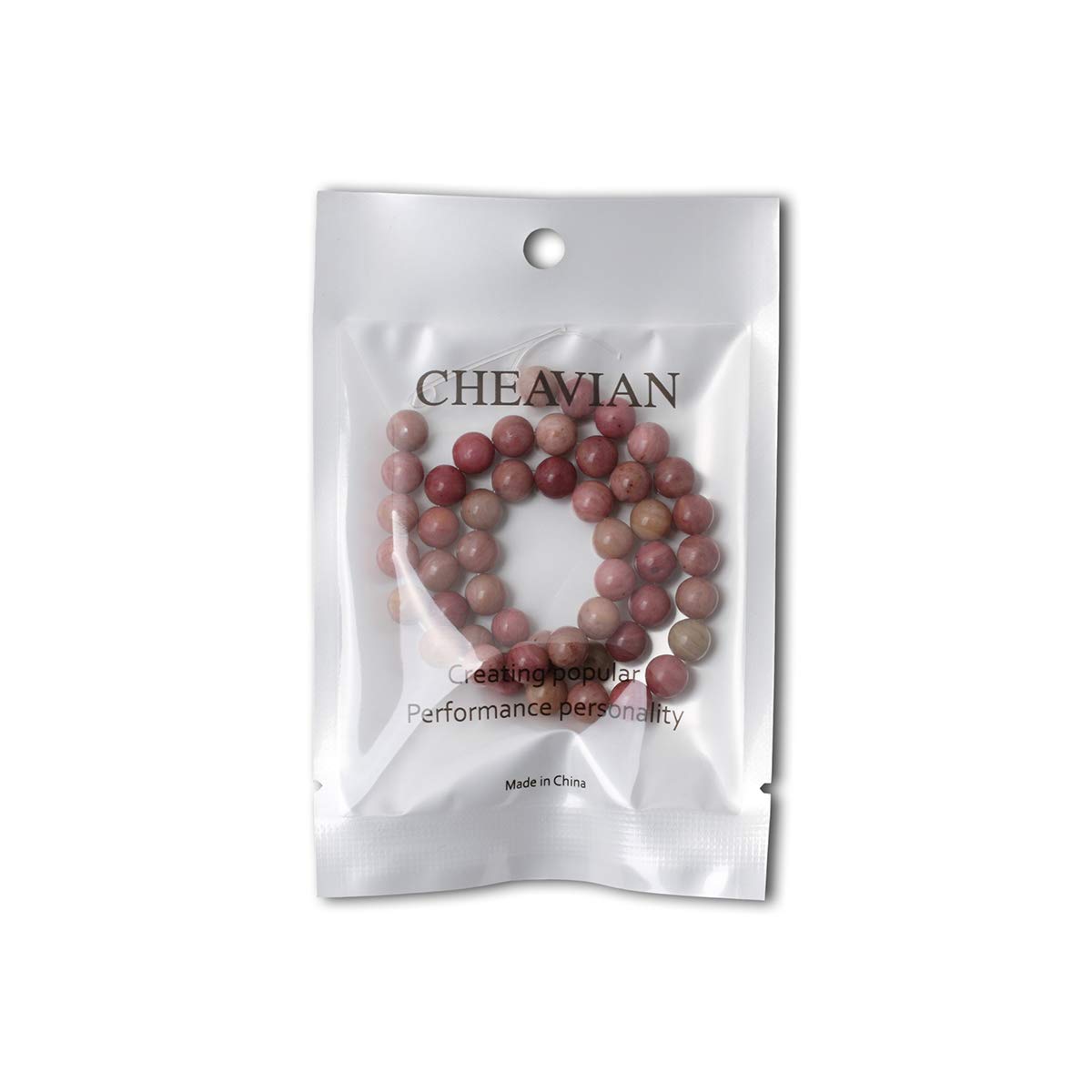 CHEAVIAN 45PCS 8mm Natural Rhodochrosite Gemstone Smooth Round Loose Beads for Jewelry Making DIY Findings 1 Strand 15"