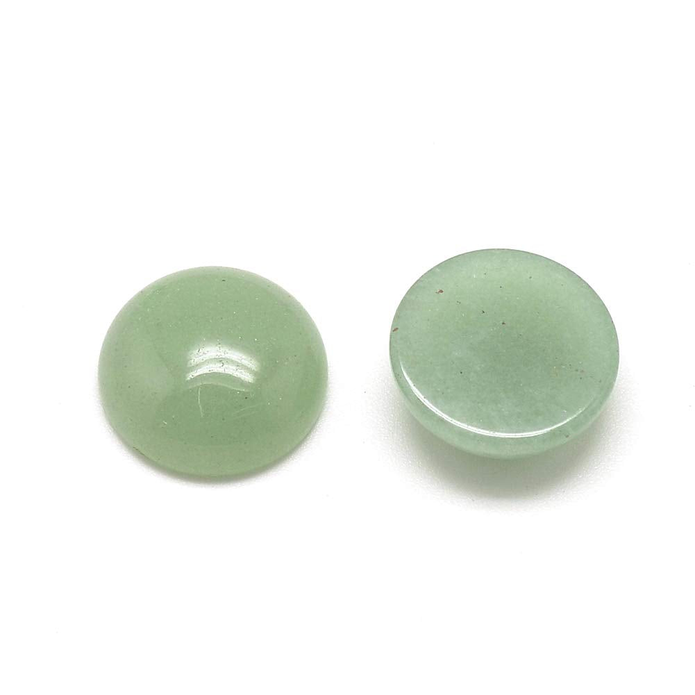 Fashewelry 50Pcs Natural Green Aventurine Cabochon Stone Half Round Beads 6mm Tiny Flat Back Gemstone Chakra Healing Crystal Cover Cabs for Jewelry Making