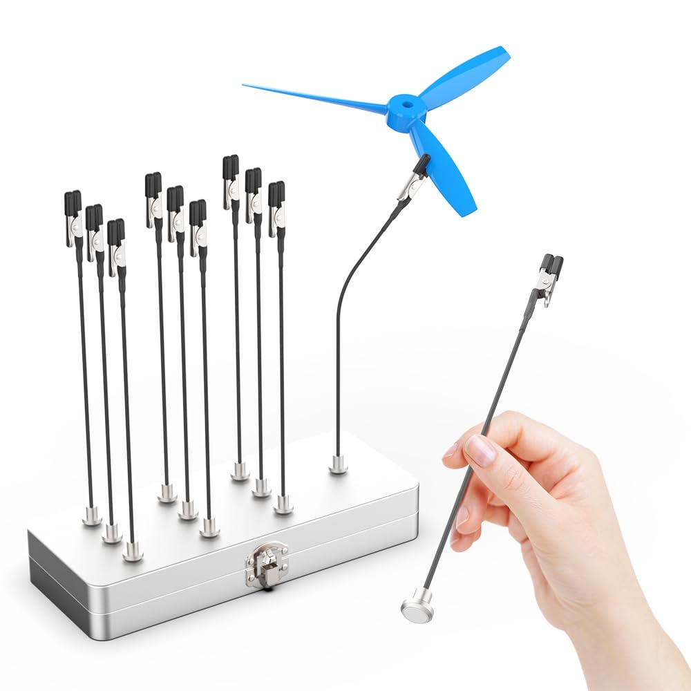 Madmagic 2pcs Metal Painting Stand Base Holder with 24pcs Bendable Magnetic Alligator Clips Sticks Kit for Gundam Hobby Model Painting, for Airbrush Model Coloring
