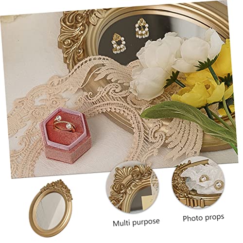 Retro Mirror Adornment Gold Trim Mirror Tray Perfect for Photography Props and