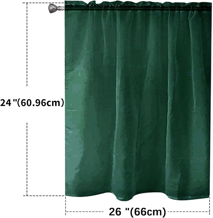 SpaceDresser Basic Rod Pocket Sheer Voile Window Curtain Panels Foliage Green 1 Pair 2 Panels 26 Width 24 Inch Long for Kitchen Bedroom Children Living Room Yard（Foliage Green，26Wx 24L）