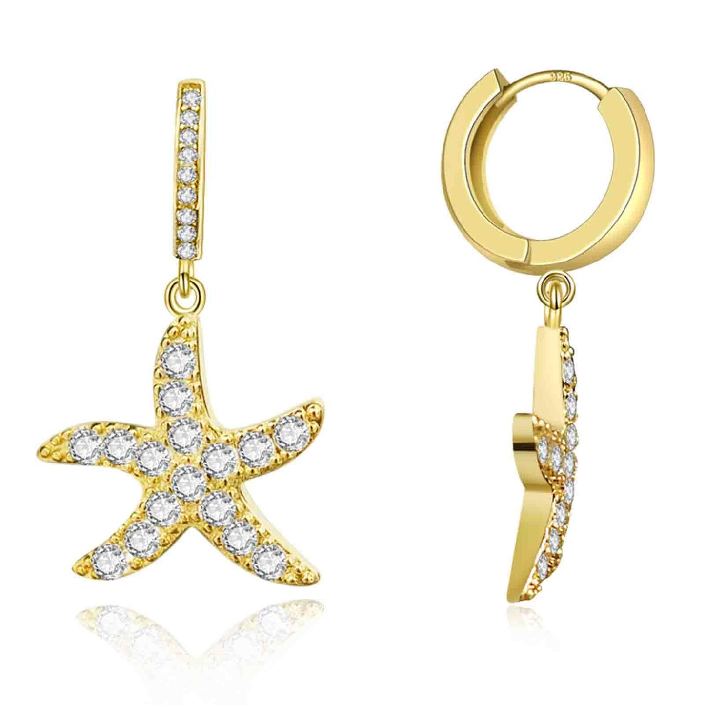 ToHeart Gold Starfish Dangle Earrings