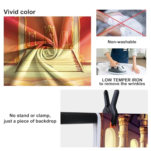 5x4ft Luxury Palaces Photo Backdrop Ancient Royal Throne Golden Hall Carpet Marble Pillar Photography Background Wedding Birthday Kids Costume Party Princess Prince King Queen Portrait - size: 5x4ft