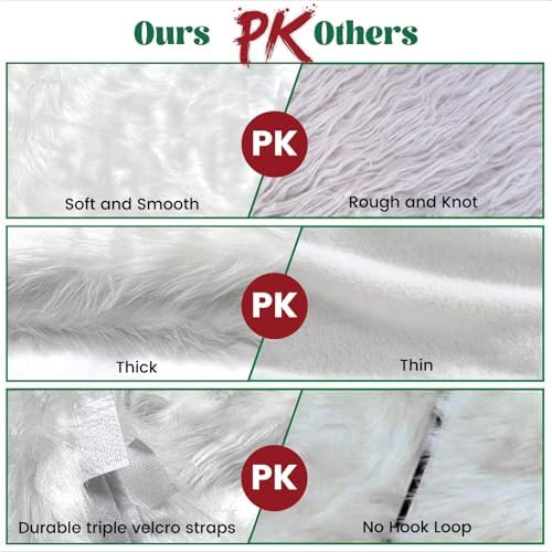 48 Inch White Faux Fur Christmas Tree Skirt Plush Christmas Tree Skirt Christmas Decorations Xmas Tree Decoration.