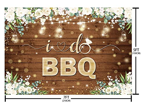 AIBIIN 7x5ft I Do BBQ Backdrop for Adults Men Women Couples Engagement Bridal Shower Boho Wedding Rustic Wooden Photography Background Baby Shower Birthday Party Decorations Banner Photo Booth Props - size: 7x5ft