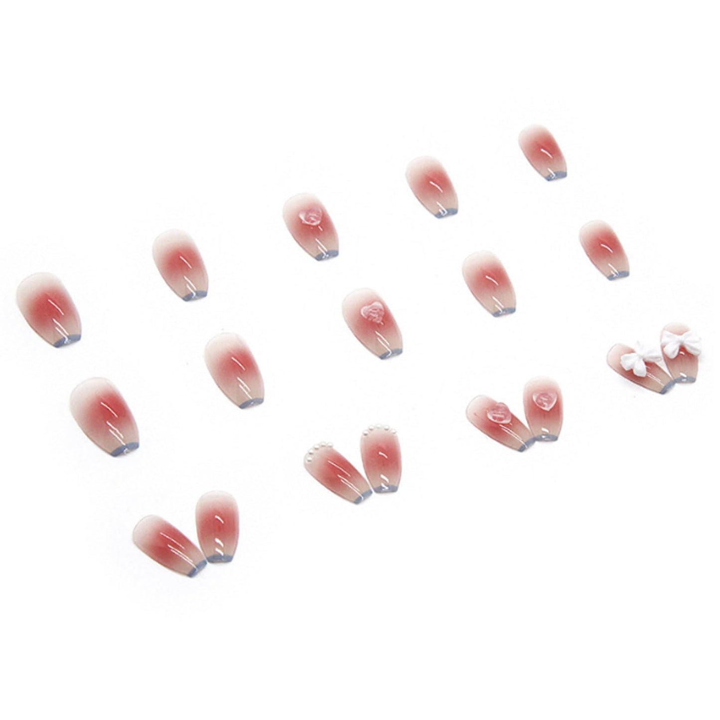 Hkanlre 3D Press on Nails Medium Fake Coffin Nails Tips Full Cover Luxury False Nails for Women and Girls 24PCS