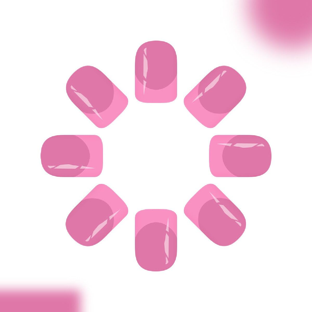 Square Press on Nails Medium Pink French Tip Fake Nails Glossy Acrylic Nails Full Cover Stick on False Nails for Women 24 Pcs