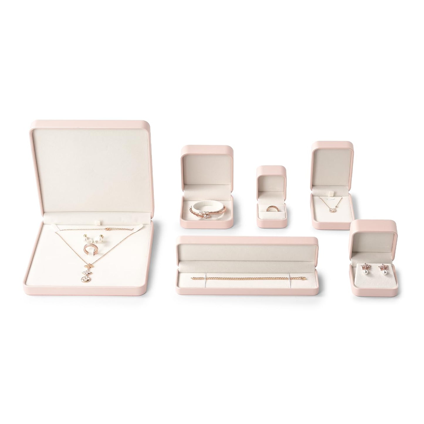 Oirlv Luxury Leather Jewelry Set Box Big Necklace Ring Storage Case Jewelry Gift Box for Bracelet Necklace Earring Ring (Pink)