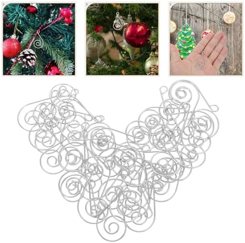 Mikikit 50pcs Stainless Steel S Hooks for Christmas Ornaments and Jewelry Making, Silver Color, Easy Installation, Versatile Use, Simple and Stylish Decorative Hanging Accessories