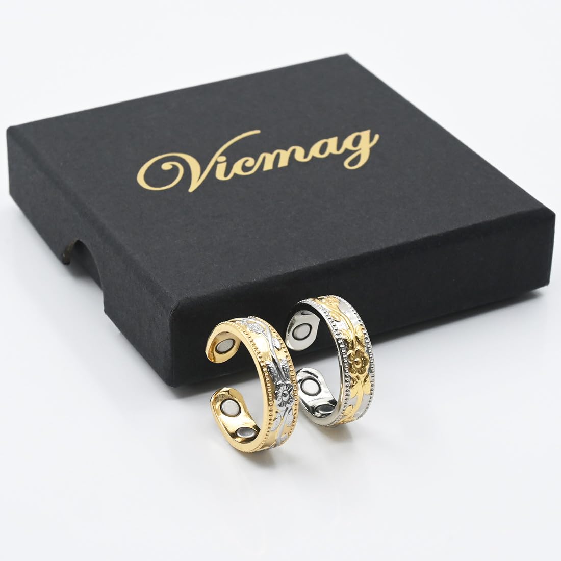 Vicmag Copper Magnetic Ring for Women Men 100% Solid Pure Copper Adjustable with Gift Box
