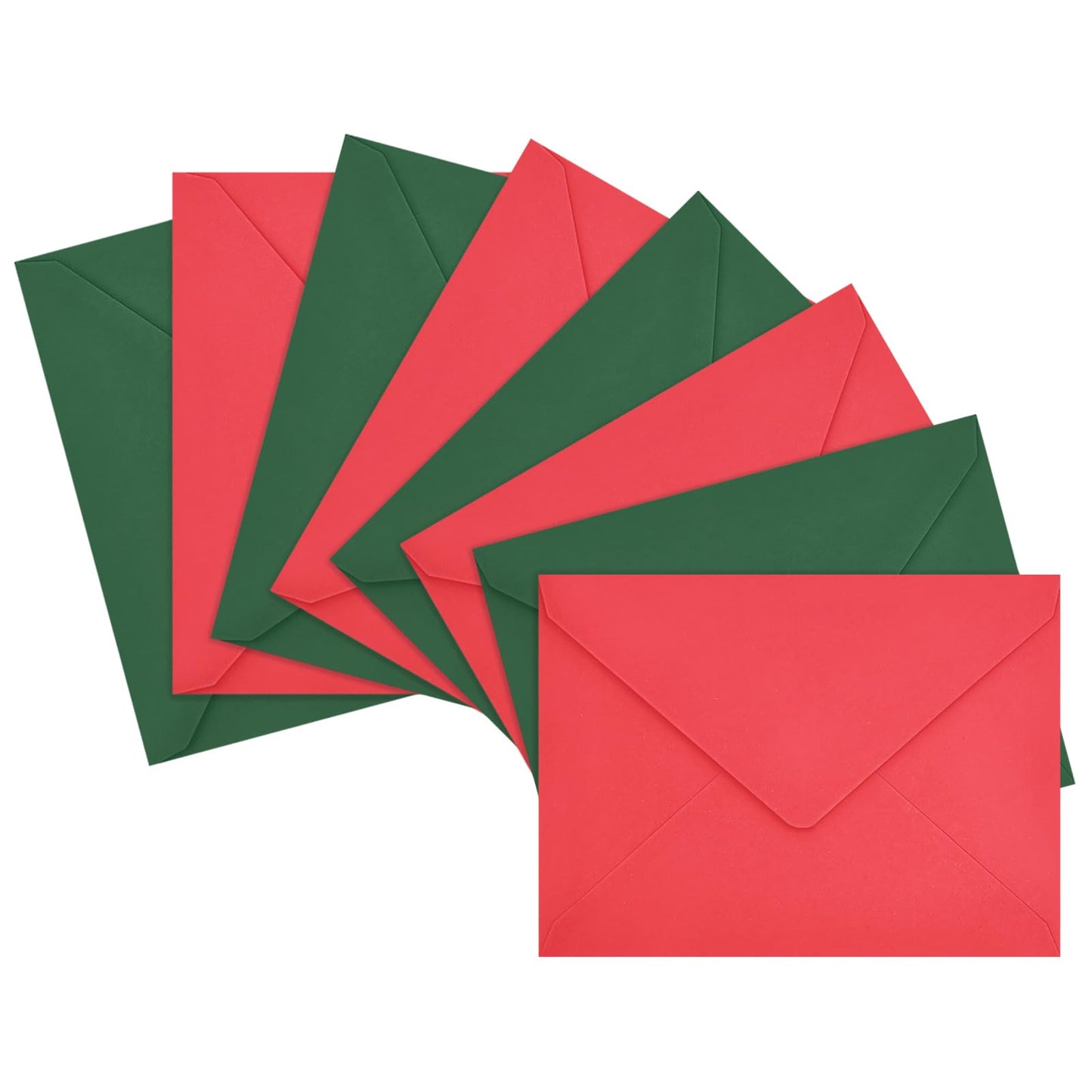 LIKAJON 100 Pack Christmas A7 Envelopes, Red and Dark Green Greeting Card Envelopes Self Seal, 5.24 x 7.24 in Envelopes for Birthday Graduation Wedding Xmas Holiday