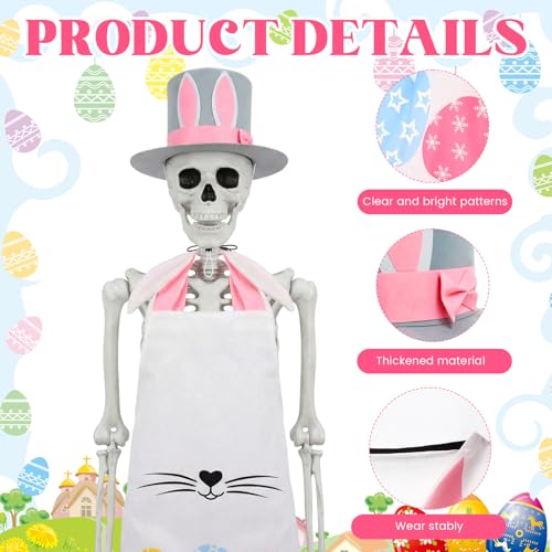 Mepase 12ft Skeleton Costume Accessories Set Oversize Hat and Apron Prop Giant Outdoor Indoor Yard Garden Lawn Decoration - style: Easter