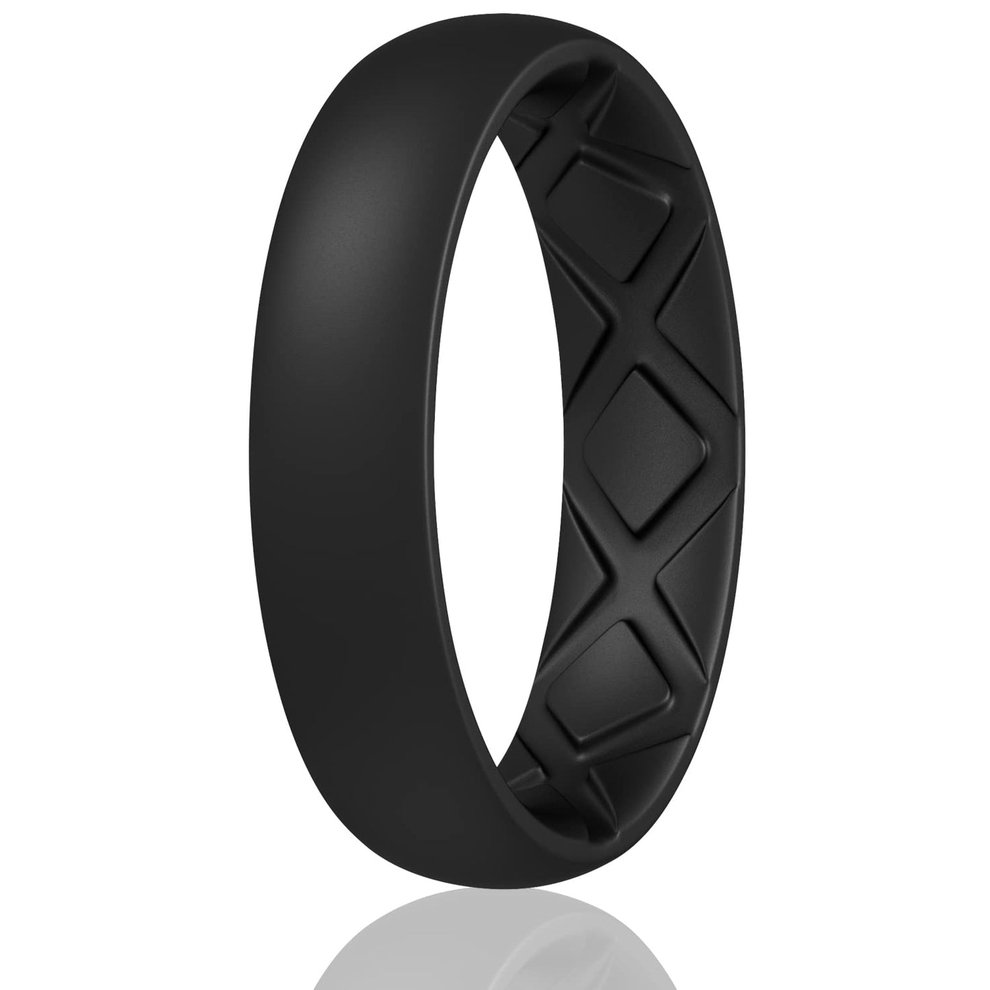 Egnaro Women's Engagement Rings, Silicone Inner Arc Ergonomic Breathable Design with half sizes, Rubber Wedding Band Rings，5.5mm Wide-2mm Thick