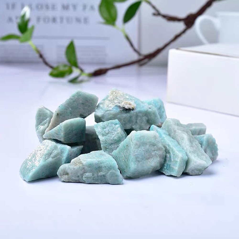 2PCS Natural Raw Stone Healing Crystals Bulk Healing Gemstones for Reiki Tumbling Fountain Rocks Meditation Garden Home Decor (Amazonite)