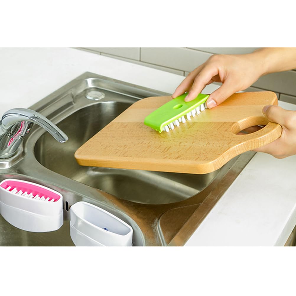 NOLITOY Cutlery Cleaner Brush, 3PCs Suctioned in-Sink Silverware Scrubber, Non-Scratch Bristles, Easily Clean Utensils and Sharp Knives