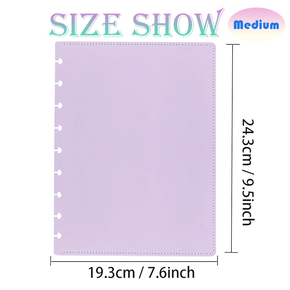 ITSYHPRO Discbound Notebook PU Leather Covers(1 Pair) Medium Discbound Journal(Light Purple,Medium)