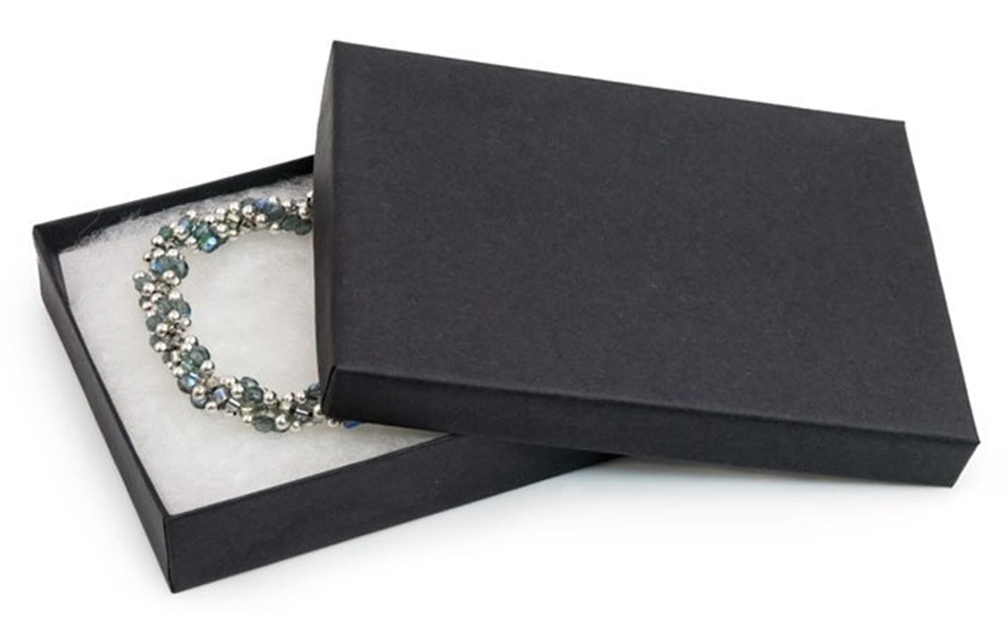 RJ Displays 6 Pack Cotton Filled Matte Black Color Paper Cardboard Large Jewelry Set, Bracelets, Watches, Crystals Gift Packaging Boxes and Retail Display Size 8 1/8" x 5 5/8" x 1 3/8" Inch (Matte Black)
