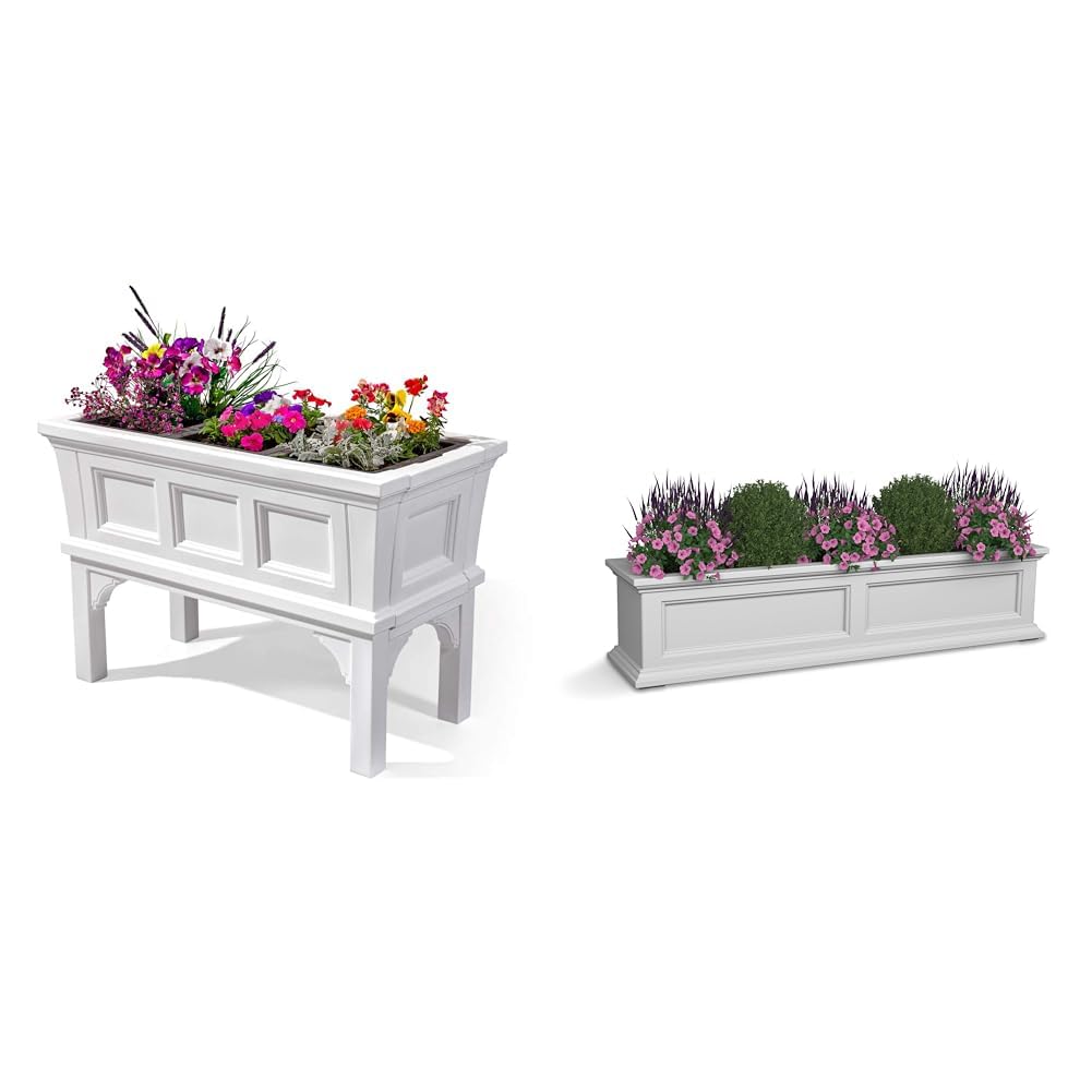 Step2 Atherton 24" x 39" x 19.5" Self-Watering Planter Box Bundle with Mayne Fairfield 4ft Window Box
