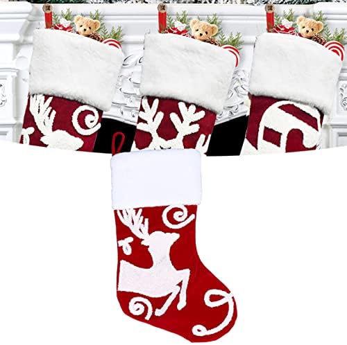 Christmas Stockings, Cute Christmas Stocking Christmas Tree Ornament Gift Bag, Christmas Fireplace Pendant, for Family Xmas Tree Party Holiday Decoration Gift (Deer)