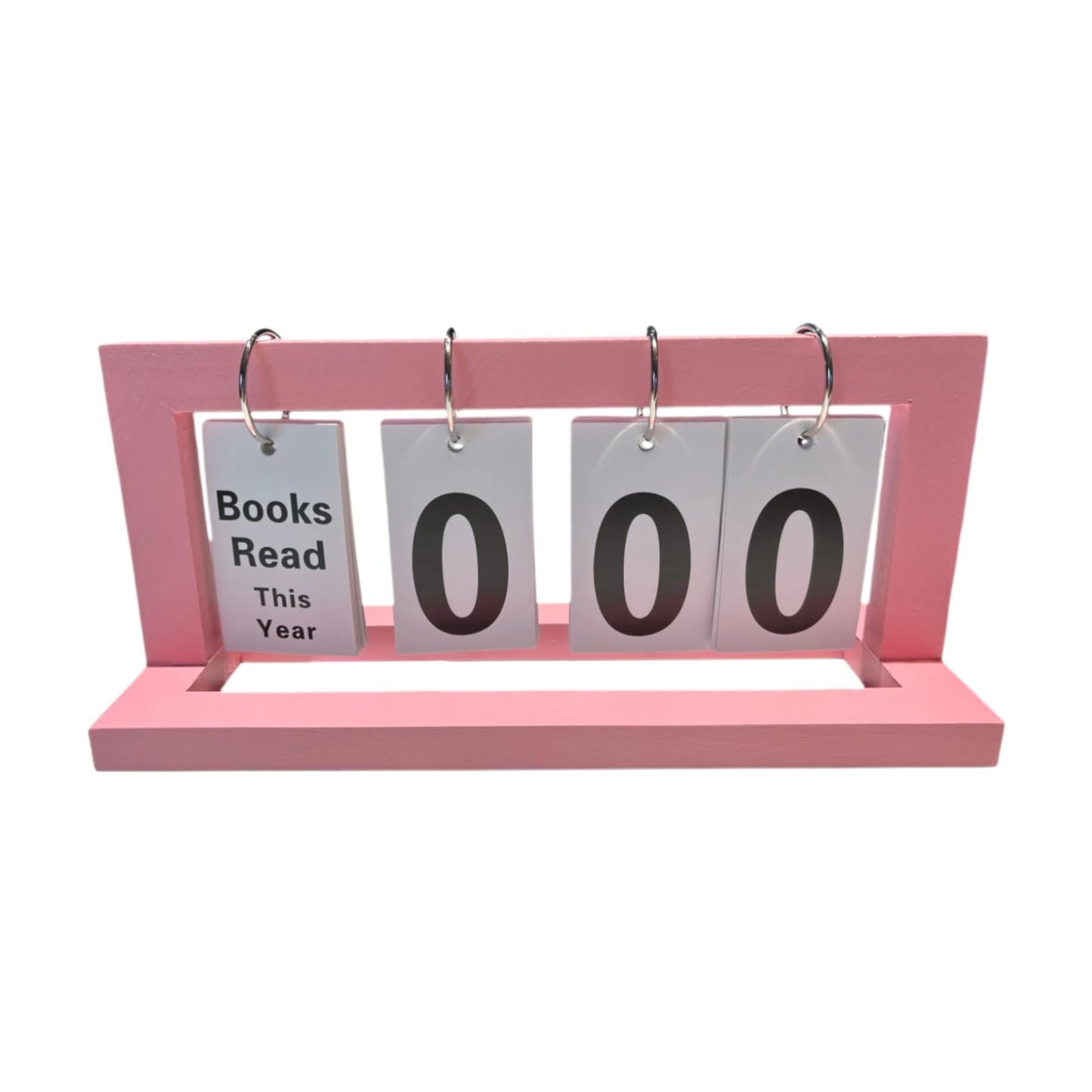 WONGSAI Wooden Books Read This Year Counter Tracker, Modern Style Library Decor Sign, Tabletop Display Stand This Month, Book Lover Gift for Librarian, Reader, Teacher, Women (Pink)