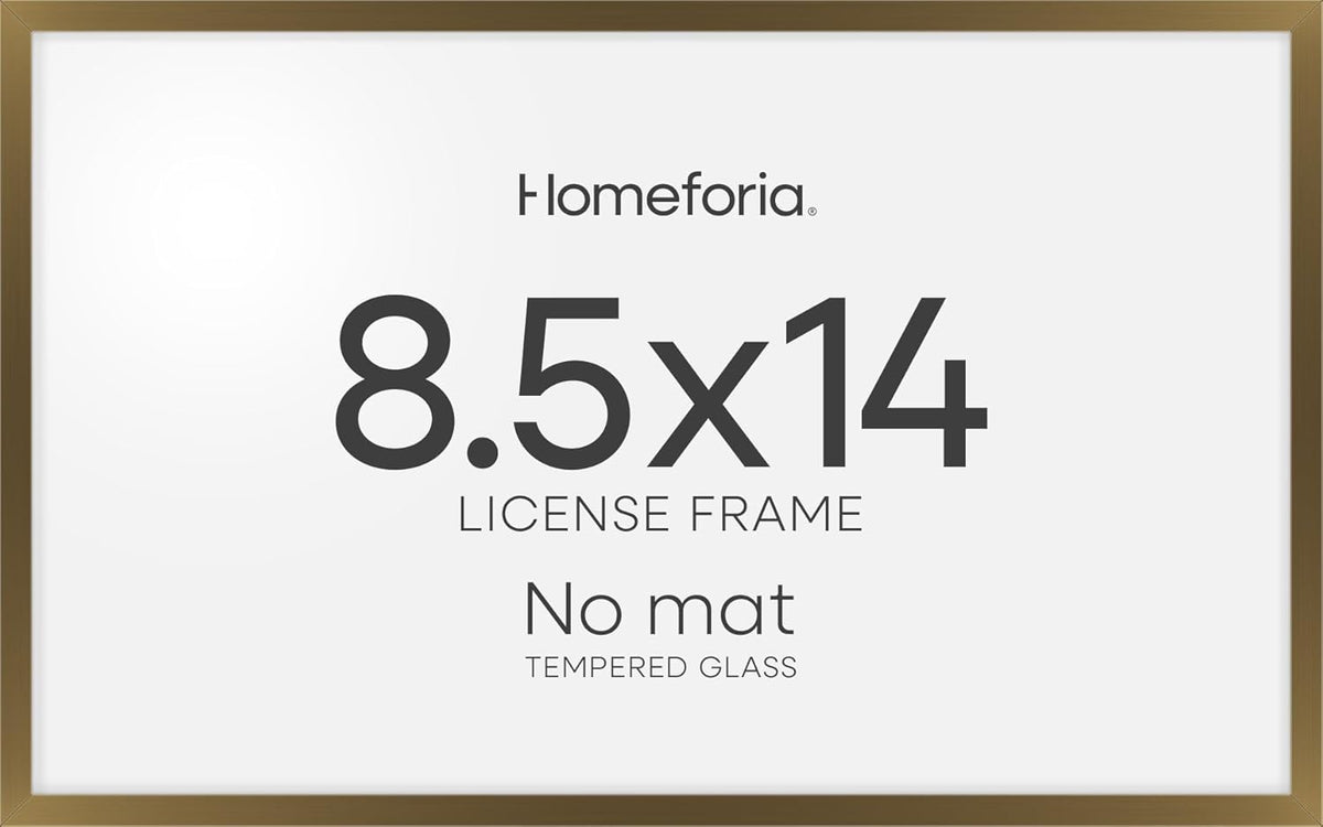Homeforia 8.5 x 14 Marriage License Frame Bronze, High End Metal 8.5x14 Marriage Certificate Frames, 14x8.5 Picture Frame for Wall & Tabletop, 8.5 by 14 Photo Frame, Tempered Glass, Wall Kit, Set of 1