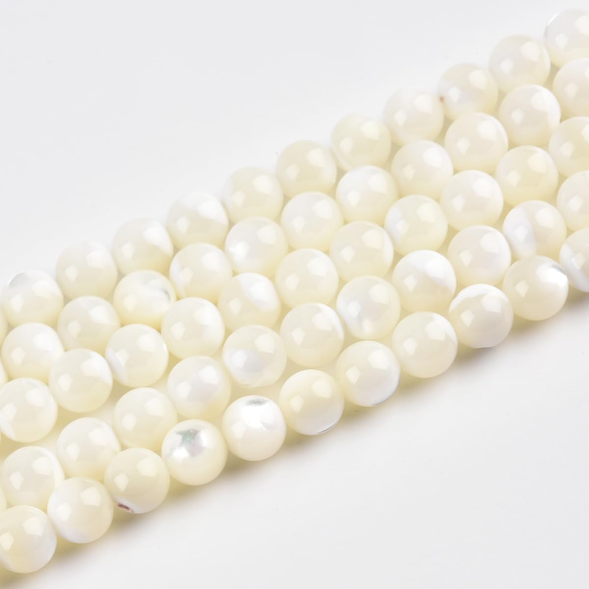 6mm Natural Mother of Pearl Shell Beads Round Gemstone Loose Beads for Jewelry Making (58-65pcs/strand)