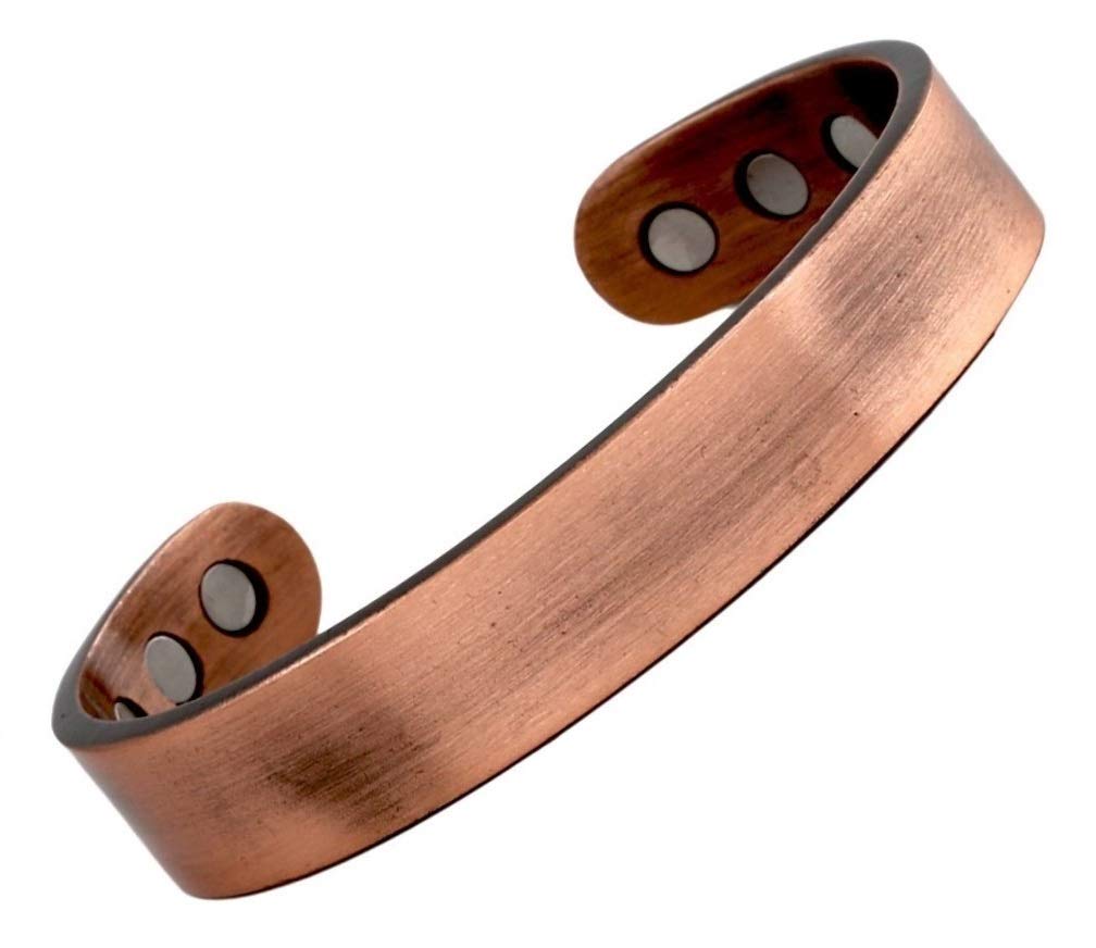 Reevaria - Pure Copper Plain Magnetic Heavyweight Cuff Bracelet for Men, with 8 Magnets 3500 Gauss