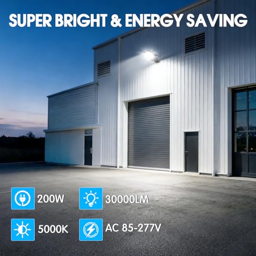 200W LED Parking Lot Lights Commercial Area Security Parking Lot Light with Dusk to Dawn 5000K 30000LM Trunnion Mount IP65 Waterproof 85-277V for Driveways Garage - size: 200W Trunnion Mount