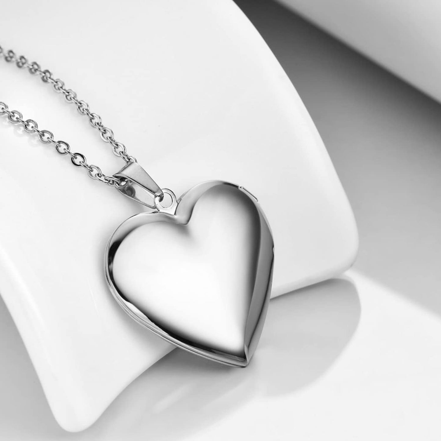 PHOCKSIN Forever In My Heart Custom Locket Necklaces Personalized Photo Heart Necklace with Picture Text & Symbols Engraved Customized Gifts for Women