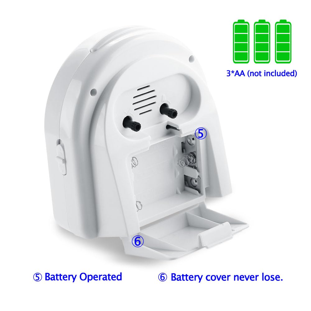 Peakeep Analog Alarm Clock Non-Ticking Silent, Optional 7 Wake-up Sounds with Volume Control, Nightlight and Snooze, AA Battery Operated (Green)