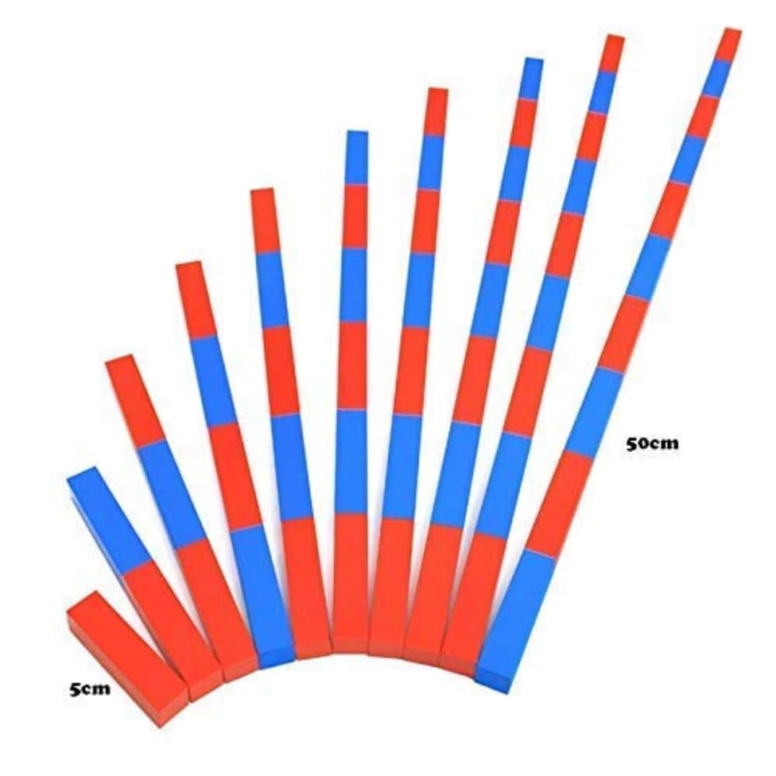 DANNI Kids Learn Toys Montessori Wood Red Long Sticks (5-50cm) Math Number Rods Education Early Learning Block Children Math Educational Aids
