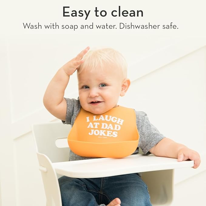 Bella Tunno Wonder Bib - Adjustable Silicone Baby Bibs for Girls & Boys, Durable and Waterproof BPA Free Silicone, Just like Dad