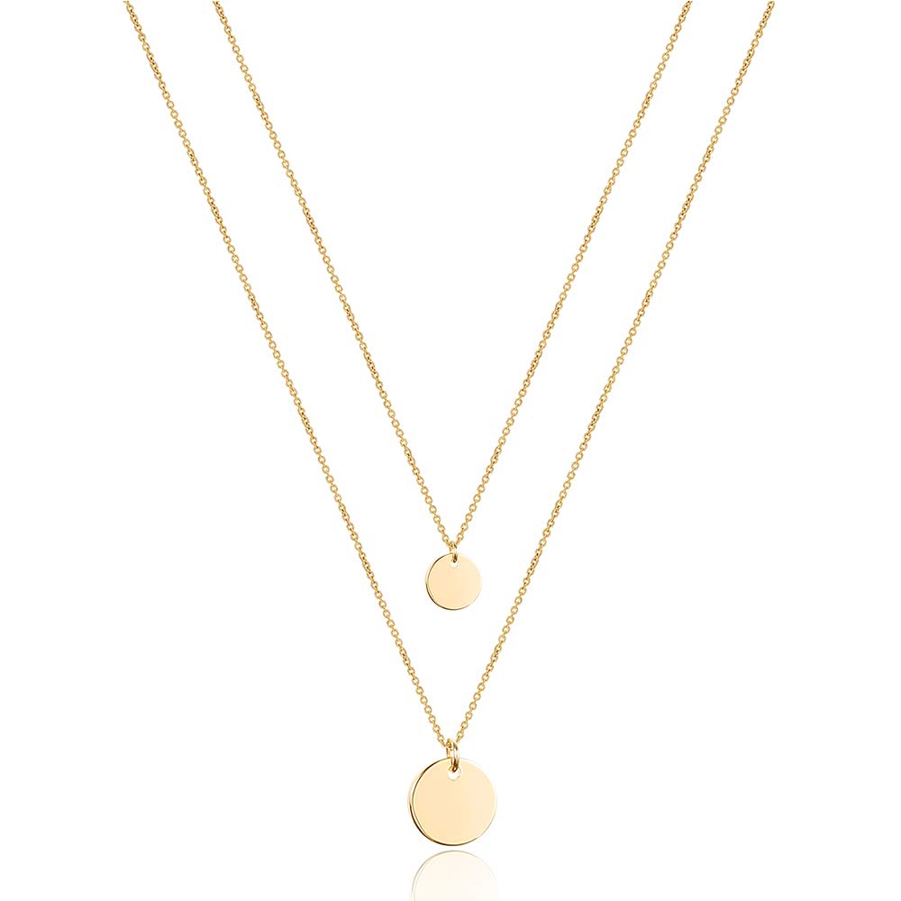 Turandoss Disc Choker Pendant Layering Necklace Simple Adjustable Layering Disc Necklaces for Women Jewelry