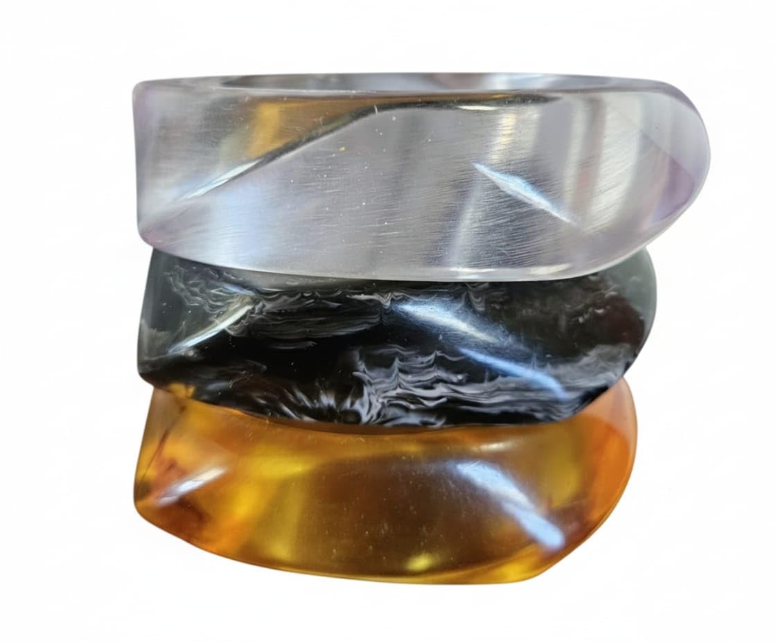 SHAFA IMPEX Acrylic Bangle Bracelets for Women, Colorful Resin Chunky Wide Irregular Jewelry, 3 Pieces