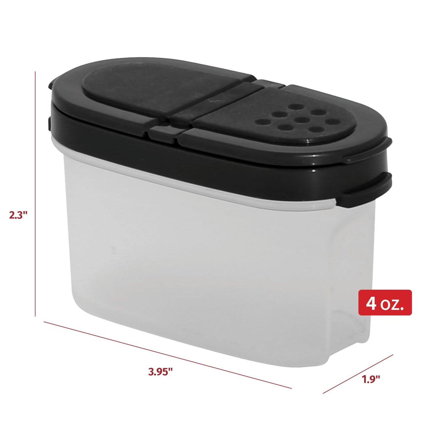 SIGNORA WARE Spice Jars with Lids - 4 oz Refillable Empty Airtight Spice/Seasoning Containers Set -2 in 1 Pour/Sift Shaker Lids Clear Plastic Spice/Seasoning Organizer Kitchen/Travel 4 pk.